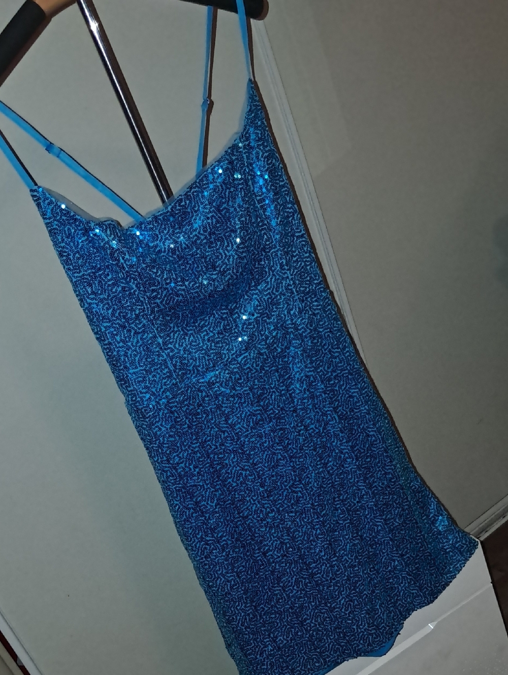 NWT Davids Bridal Sparkling Blue Sequin Slip Dress